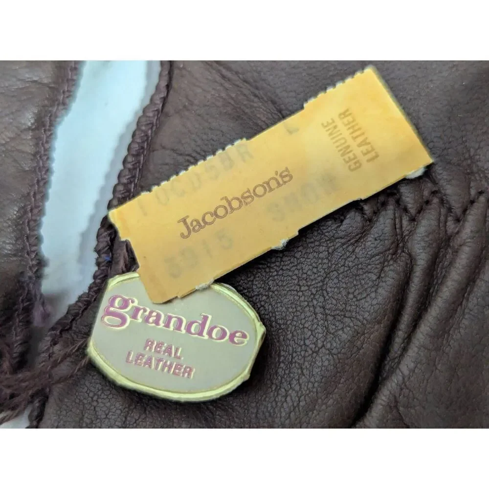 Grandoe Women's Brown Leather Gloves Lined With Warm Polyester Size L